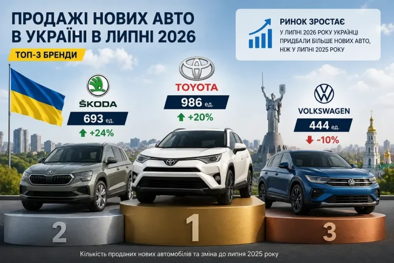 Июльский рынок новых авто в Украине упал на 10,5%: лидеры и аутсайдеры