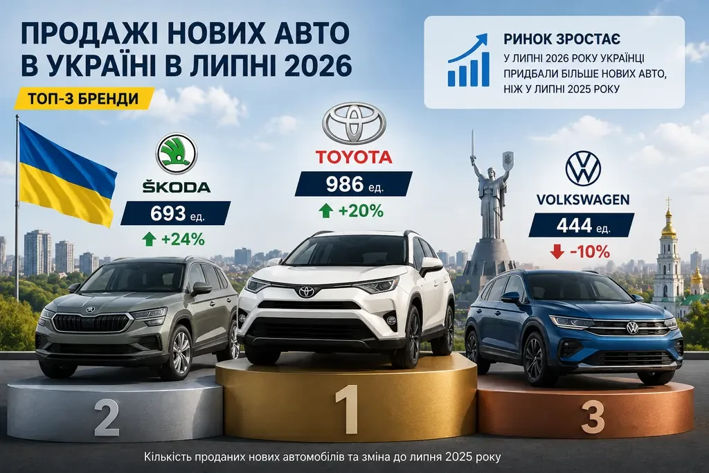 Июльский рынок новых авто в Украине упал на 10,5%: лидеры и аутсайдеры